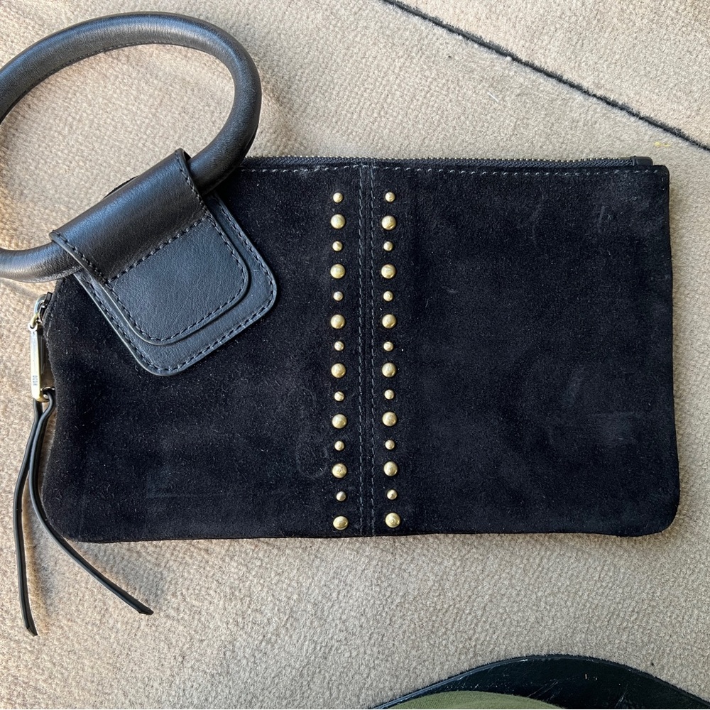 HOBO Black wristlet with Gold studs